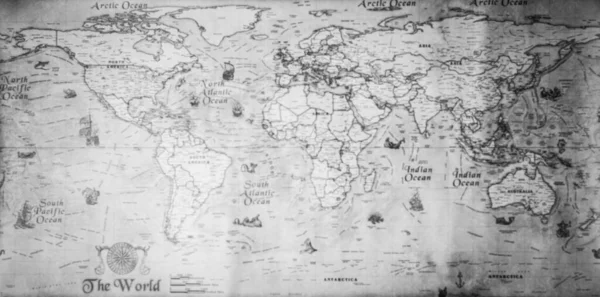 Alte Retro Landkarte Der Welt — Stockfoto