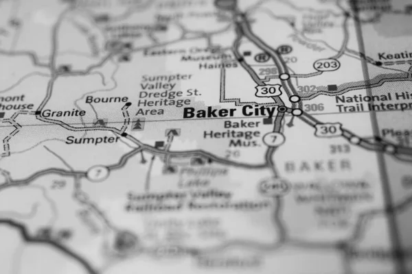 Baker City Mapa Estados Unidos —  Fotos de Stock