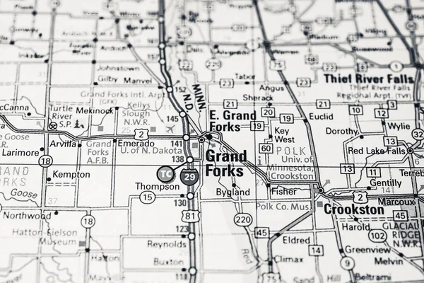 Grand Forks Mapa Estados Unidos —  Fotos de Stock