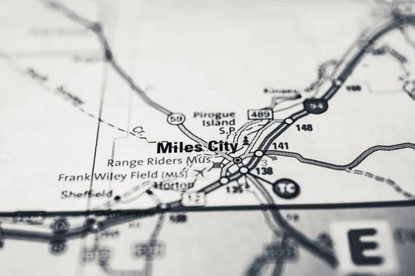 Miles City Στον Χάρτη Των Ηπα — Φωτογραφία Αρχείου