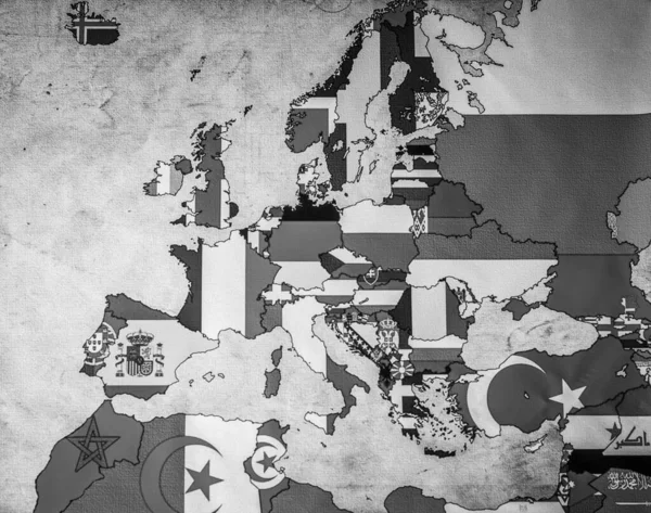 Mapa Europa Com Bandeiras Estados — Fotografia de Stock