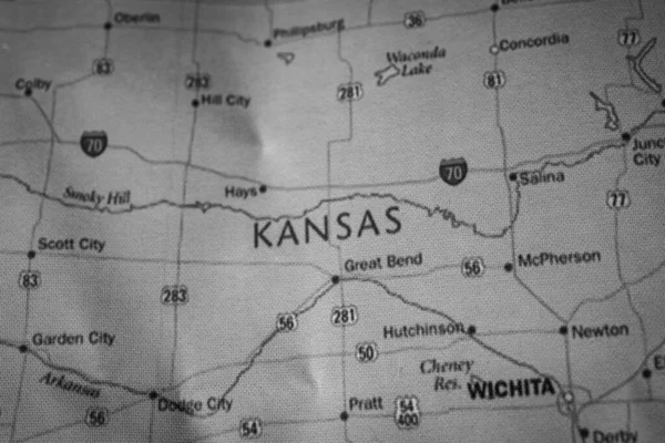 Kansas Stato Sulla Mappa — Foto Stock