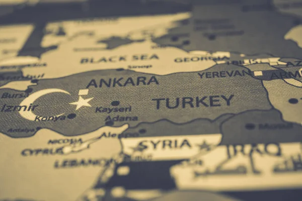 Haritada Türkiye Bayrağı — Stok fotoğraf