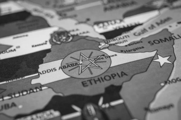 Bandiera Etiopia Sulla Mappa — Foto Stock