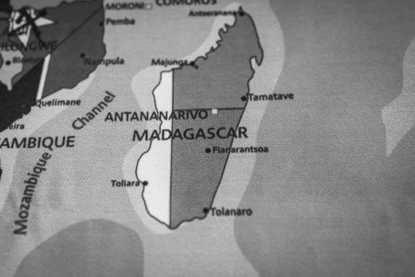 Madagaskars Flagga Kartan — Stockfoto