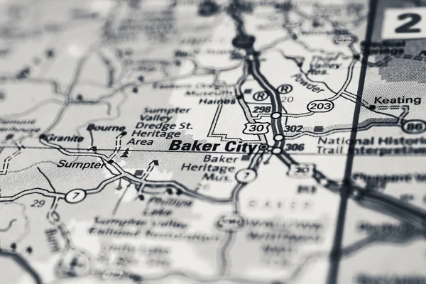 Baker City Mapa Estados Unidos —  Fotos de Stock