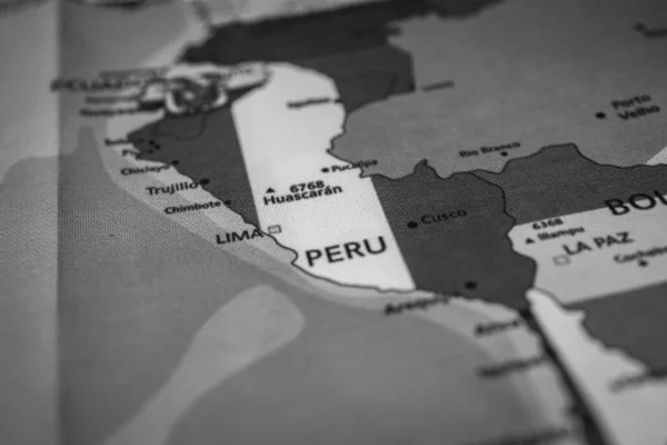 Peru Flagge Auf Der Karte — Stockfoto