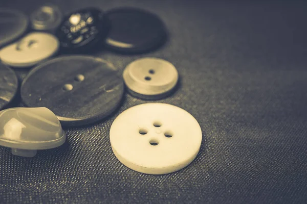 Different Buttons Background Made Fabric — Stock Photo, Image