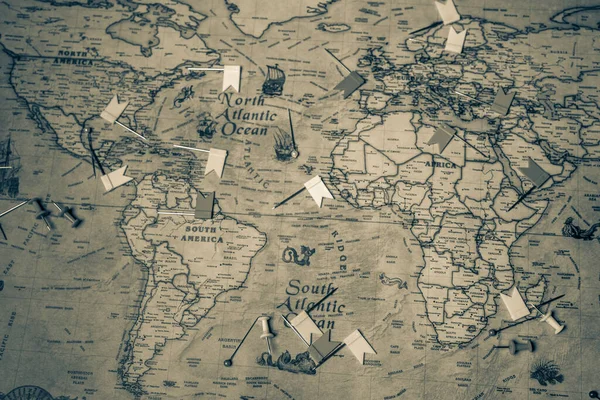 古老的世界复古地图 — 图库照片