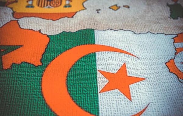 Cezayir Dünya Haritası Arkaplan Bayrağı — Stok fotoğraf