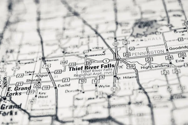 Thief River Falls Auf Der Karte Der Usa — Stockfoto