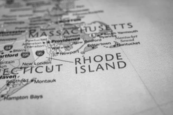 地图上的罗得岛州 — 图库照片