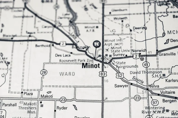 Minot Mapa Estados Unidos —  Fotos de Stock