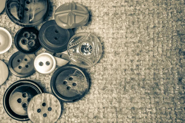 Различные Кнопки Фоне Ткани — стоковое фото
