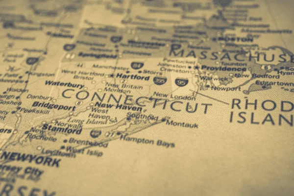 地图上的康涅狄格州 — 图库照片