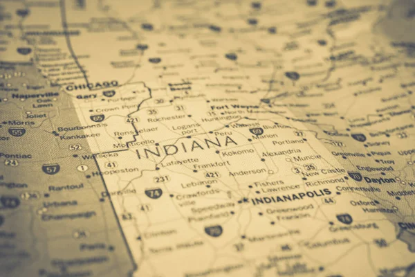 Indiana Tillstånd Kartan — Stockfoto