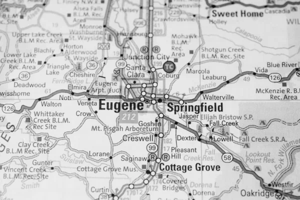 Eugene Usa Térképen — Stock Fotó