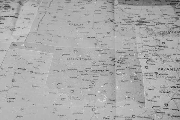 Oklahoma State Mapa Fundo Viagem — Fotografia de Stock