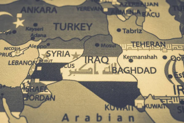 Bandiera Iraq Sulla Mappa — Foto Stock
