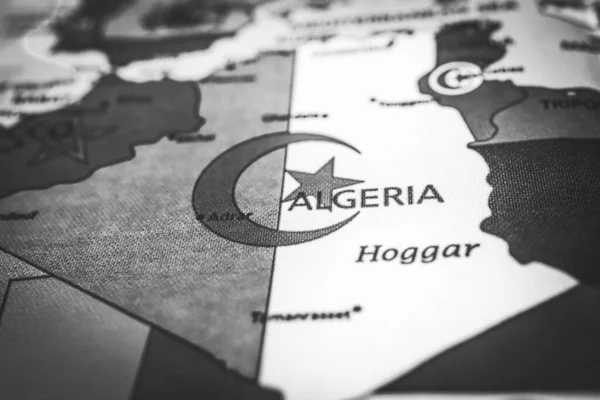 Haritada Cezayir Bayrağı — Stok fotoğraf