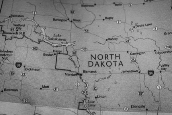 Estado Dacota Norte Mapa — Fotografia de Stock