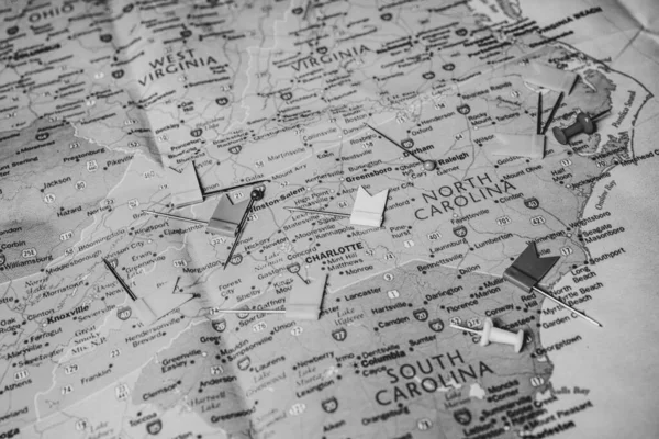 Carolina Del Norte Estado Mapa Fondo Viaje —  Fotos de Stock