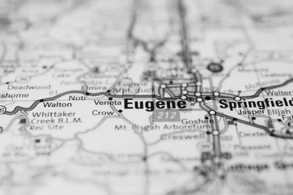 Eugene Usa Térképen — Stock Fotó