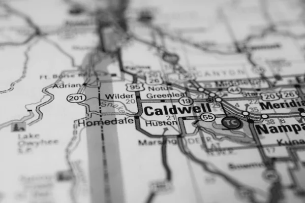 Caldwell Auf Der Karte Der Usa — Stockfoto