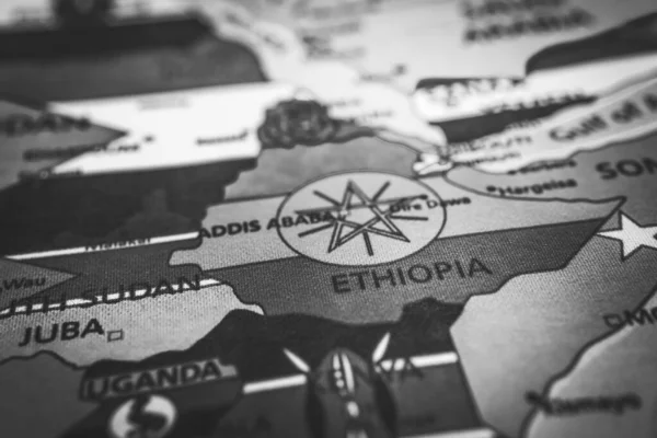 Etiopien Flagga Kartan — Stockfoto