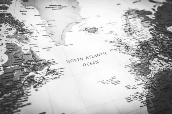 Oceano Atlântico Norte Mapa Viajar Textura Fundo — Fotografia de Stock