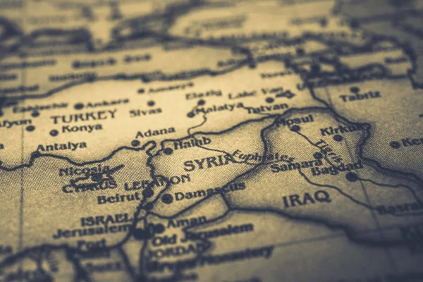 Syria on the map background