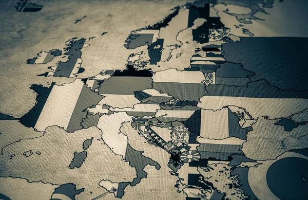 Bayraklı Avrupa Haritası — Stok fotoğraf