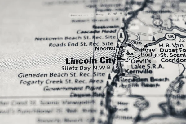 Lincoln City Mapa Estados Unidos — Foto de Stock