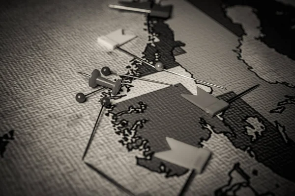 Norveç ve İsveç Avrupa haritası arka planında