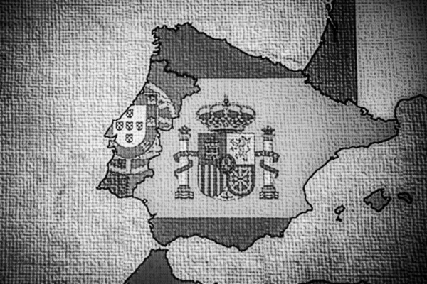 Spanyolország Zászló Erope Térkép Háttér — Stock Fotó