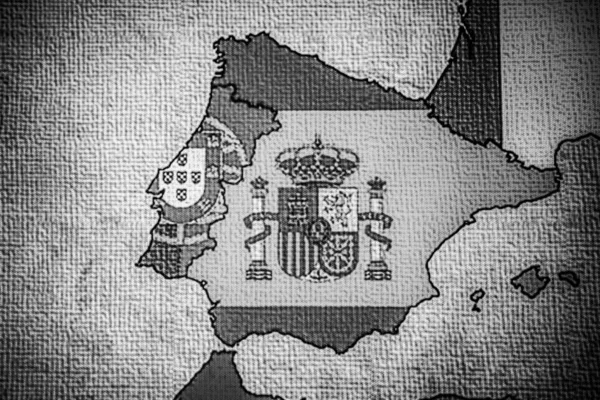 España Con Bandera Mapa Erope Fondo —  Fotos de Stock