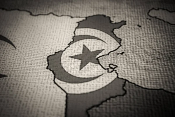 世界地图上的阿尔及利亚背景旗 — 图库照片