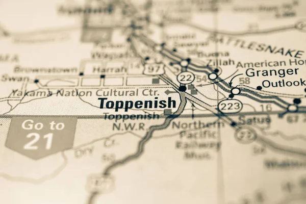 Toppenish Mapa Estados Unidos —  Fotos de Stock