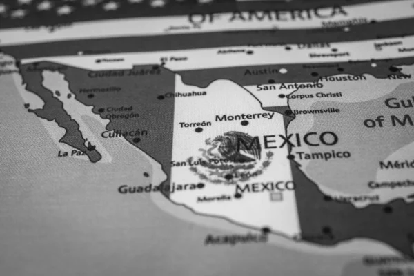 Bendera Meksiko Pada Peta — Stok Foto