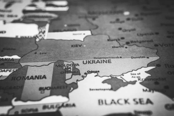 Drapeau Ukraine Sur Carte — Photo