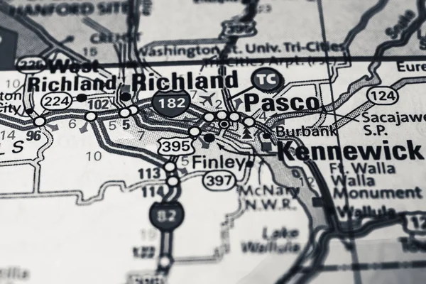 Richland Στο Χάρτη Των Ηπα — Φωτογραφία Αρχείου