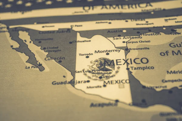 Mexiko Flagge Auf Der Karte — Stockfoto