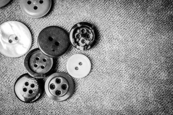 Different Buttons Background Made Fabric — Stock Photo, Image