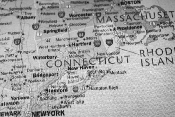 地图上的康涅狄格州 — 图库照片