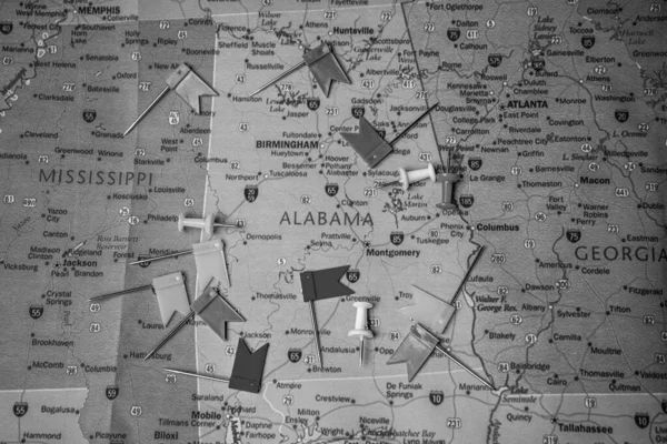 Πολιτεία Της Αλαμπάμα Στο Ιστορικό Ταξιδιού Χάρτη — Φωτογραφία Αρχείου