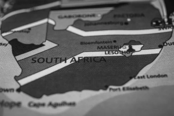 地图上的南非国旗 — 图库照片