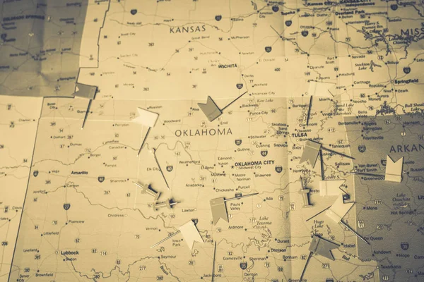 Oklahoma State Map Podróże — Zdjęcie stockowe