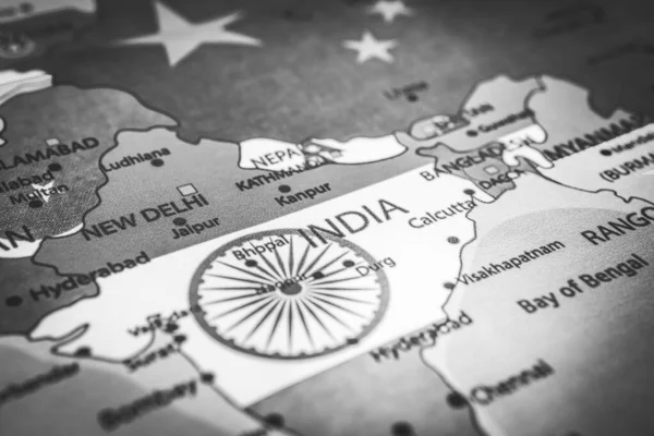 India Flag Map — Stock Photo, Image