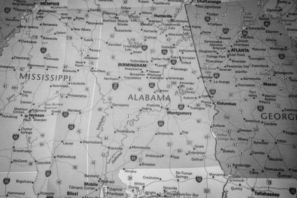 Alabama State Sur Carte Arrière Plan Voyage — Photo