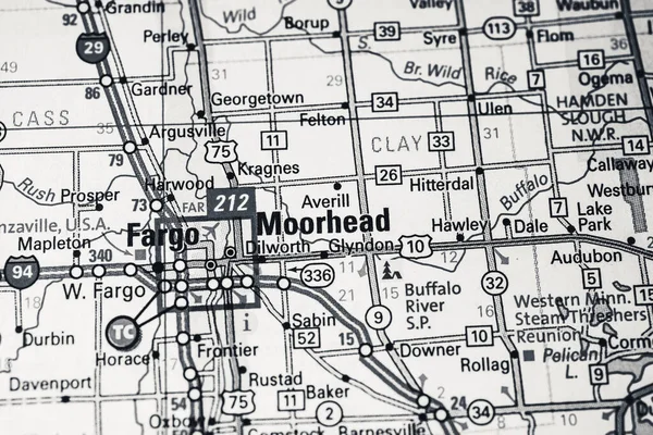 Moorhead บนแผนท สหร ฐอเมร — ภาพถ่ายสต็อก